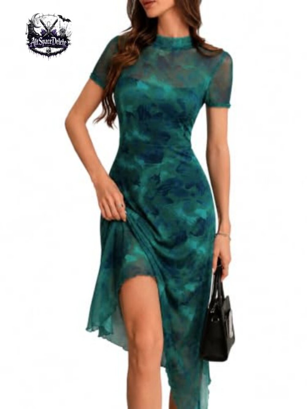 Women's Floral Mesh Midi Dress A-Line Wedding Guest Summer